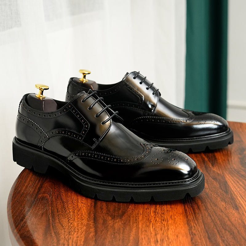 Pánské Společenské Boty Luxusní Brogue Oxford - Černá