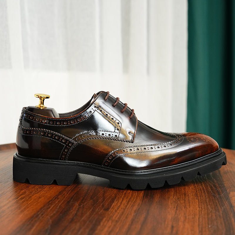 Pánské Společenské Boty Luxusní Brogue Oxford - Káva