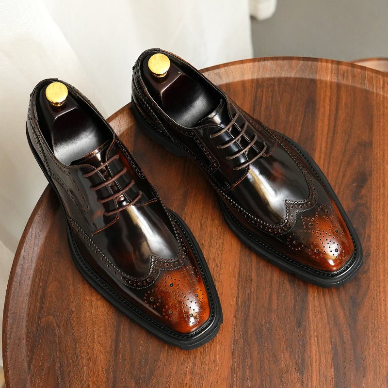 Pánské Společenské Boty Luxusní Brogue Oxford - Káva