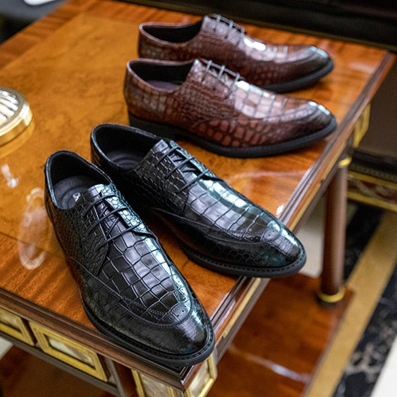 Pánské Společenské Boty Luxusní Crocgloss Classic Brogue - Černá