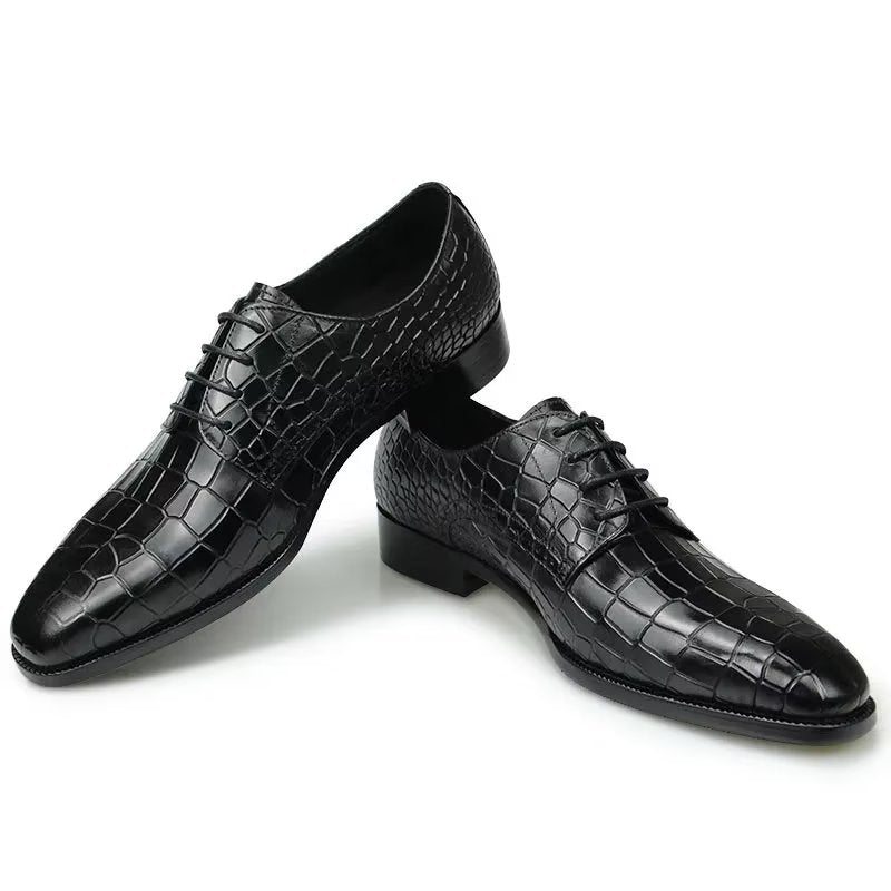 Pánské Společenské Boty Luxusní Elegantní Brogue Z Krokodýlí Kůže - Černá