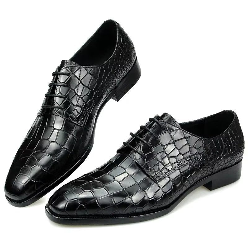 Pánské Společenské Boty Luxusní Elegantní Brogue Z Krokodýlí Kůže - Černá