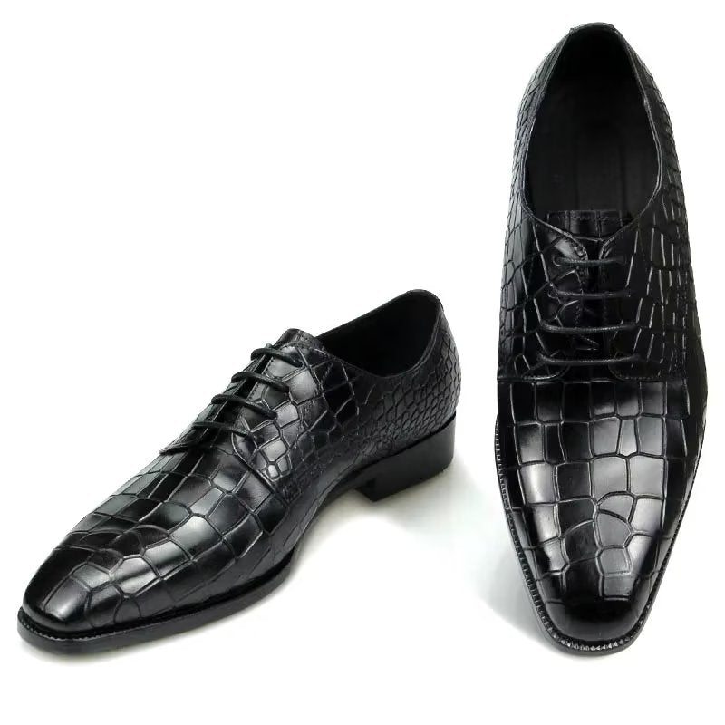 Pánské Společenské Boty Luxusní Elegantní Brogue Z Krokodýlí Kůže - Černá