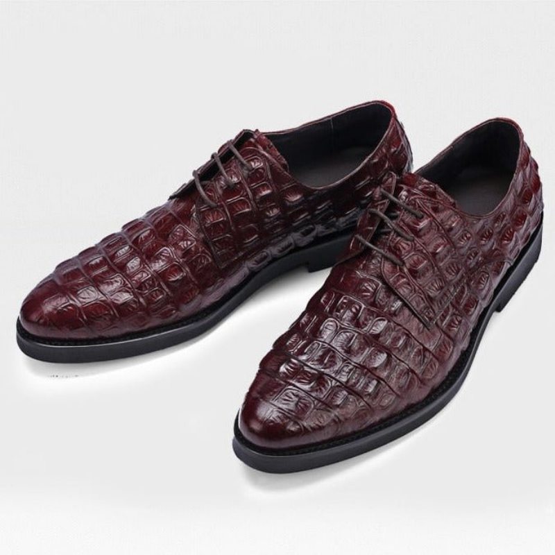 Pánské Společenské Boty Luxusní Embosovaná Kůže Oxford Brogues - Červená