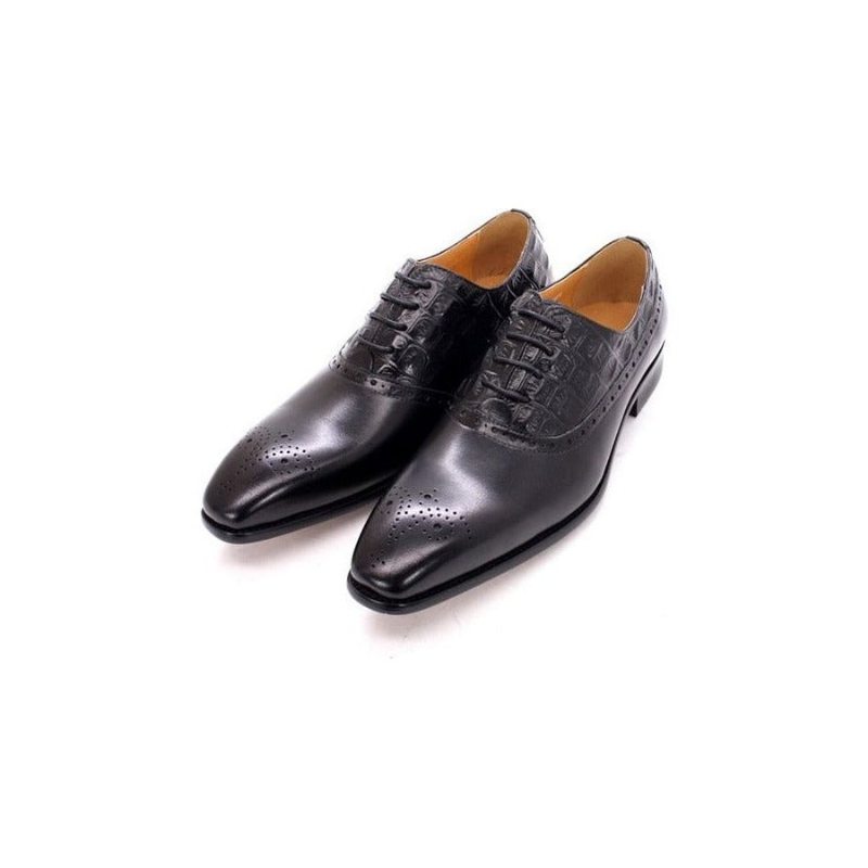 Pánské Společenské Boty Luxusní Kožené Brogue Oxford - Černá