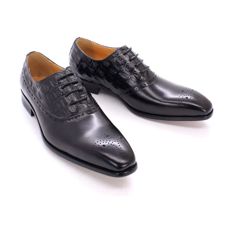 Pánské Společenské Boty Luxusní Kožené Brogue Oxford - Černá