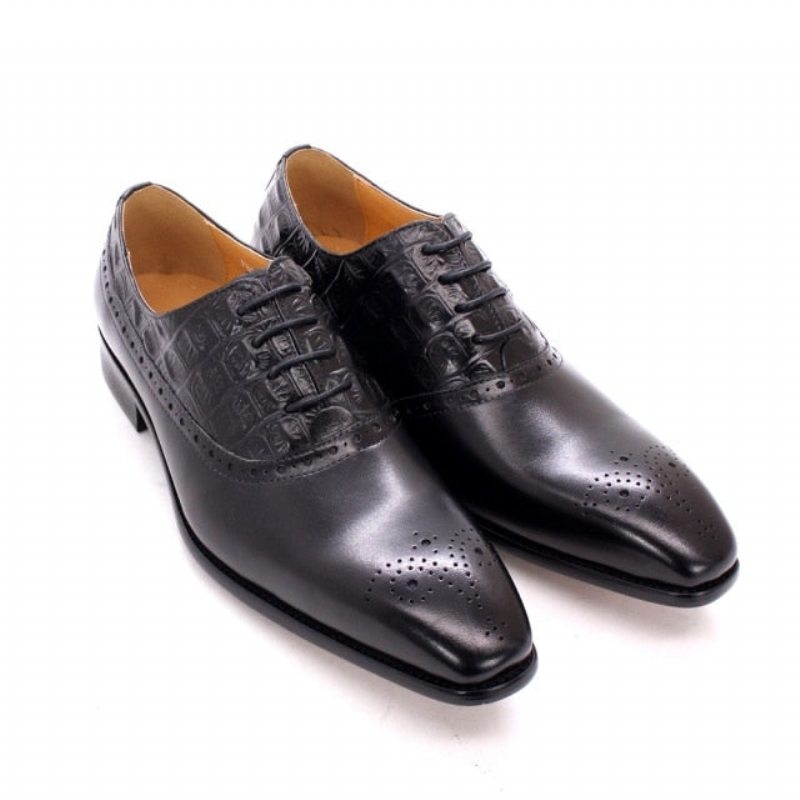 Pánské Společenské Boty Luxusní Kožené Brogue Oxford - Černá