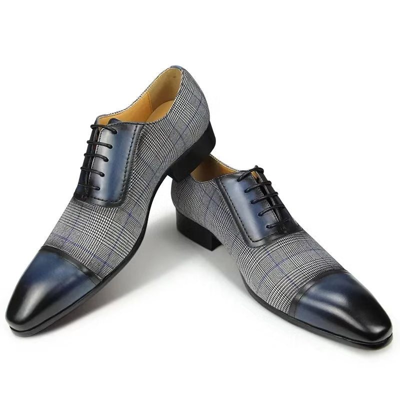 Pánské Společenské Boty Luxusní Kožené Elegantní Svatební Brogue Oxford - Modrý