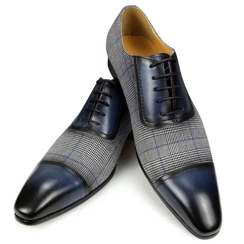 Pánské Společenské Boty Luxusní Kožené Elegantní Svatební Brogue Oxford - Modrý