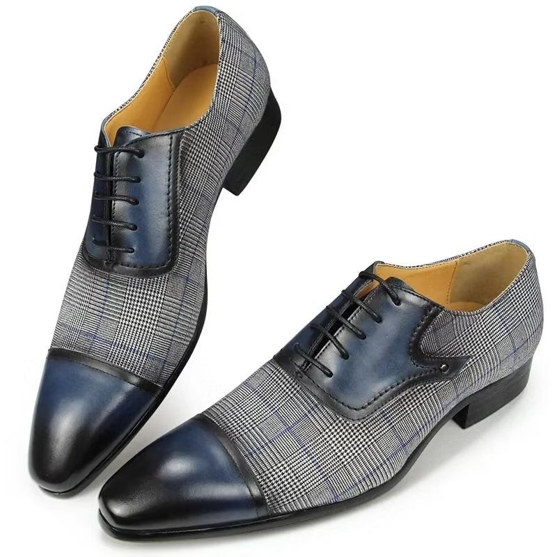 Pánské Společenské Boty Luxusní Kožené Elegantní Svatební Brogue Oxford - Modrý