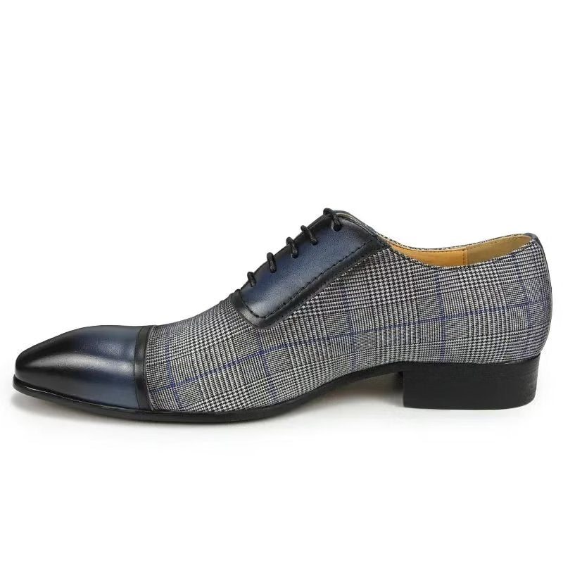 Pánské Společenské Boty Luxusní Kožené Elegantní Svatební Brogue Oxford - Modrý