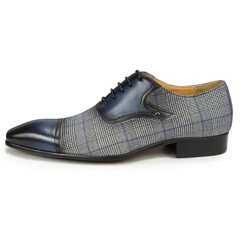 Pánské Společenské Boty Luxusní Kožené Elegantní Svatební Brogue Oxford - Modrý