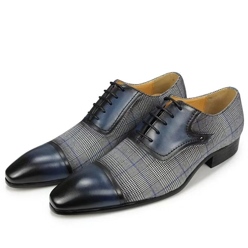 Pánské Společenské Boty Luxusní Kožené Elegantní Svatební Brogue Oxford - Modrý