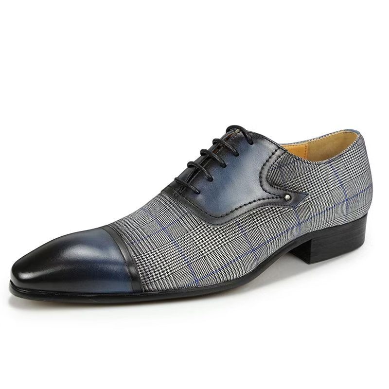 Pánské Společenské Boty Luxusní Kožené Elegantní Svatební Brogue Oxford - Modrý