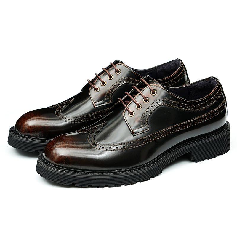 Pánské Společenské Boty Luxusní Oxford Brogue - Káva