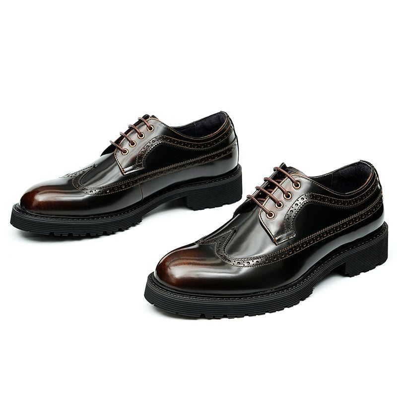 Pánské Společenské Boty Luxusní Oxford Brogue - Káva