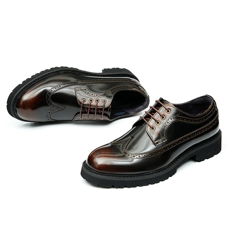 Pánské Společenské Boty Luxusní Oxford Brogue - Káva