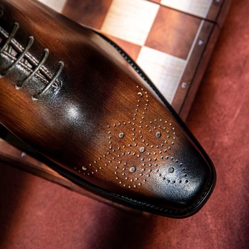 Pánské Společenské Boty Luxusní Oxford Elegance Z Hovězí Kůže - Káva