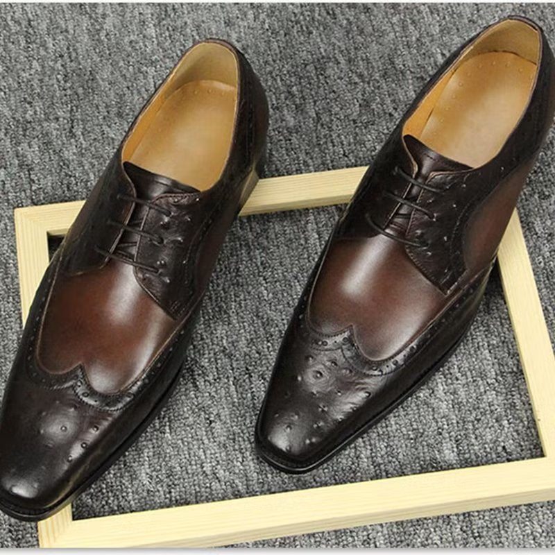 Pánské Společenské Boty Modish Bespoke Brogue Kožené Svatební - Káva