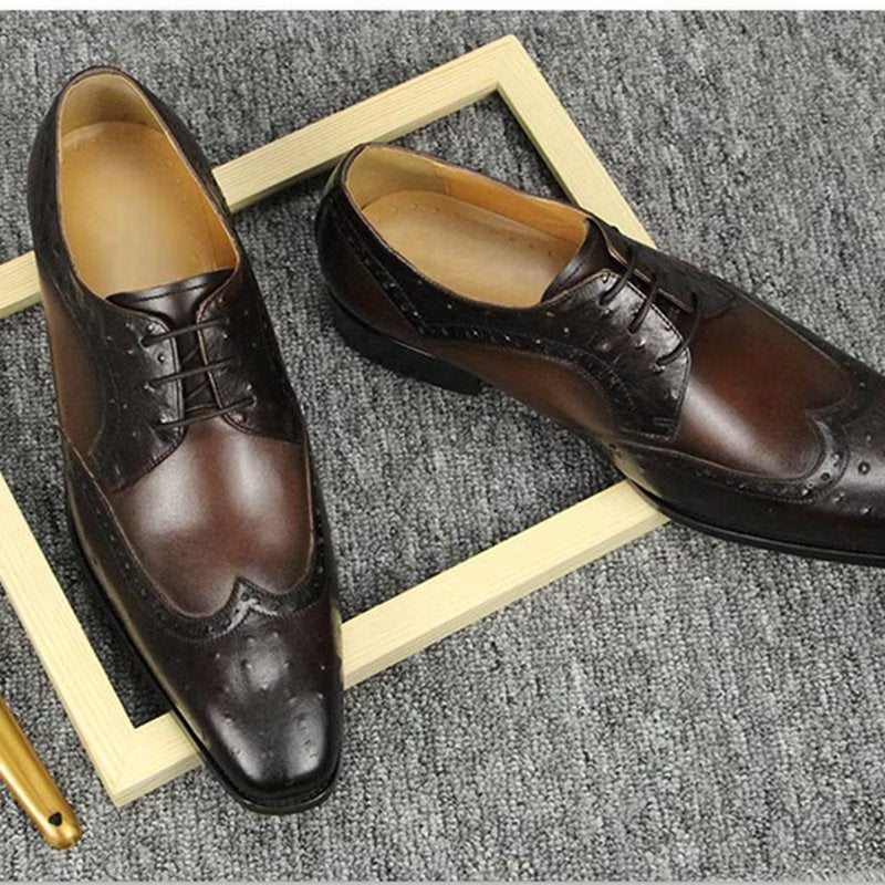 Pánské Společenské Boty Modish Bespoke Brogue Kožené Svatební - Káva