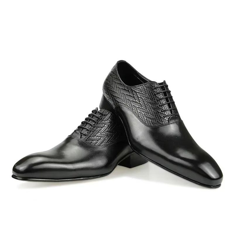 Pánské Společenské Boty Modish Brogue Nuptial Oxford Kožené - Černá