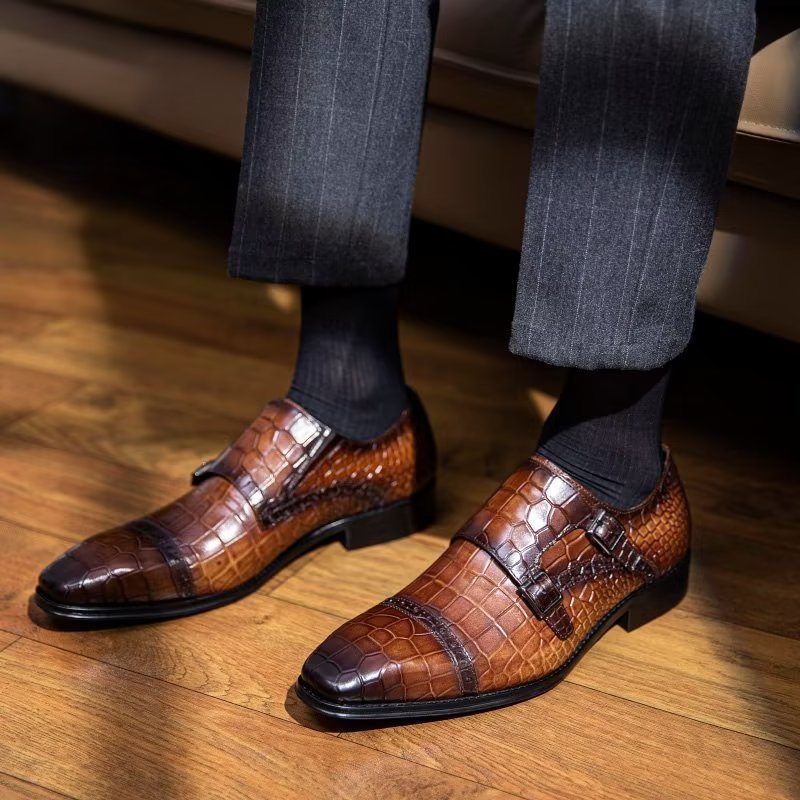 Pánské Společenské Boty Monkstraps - Káva