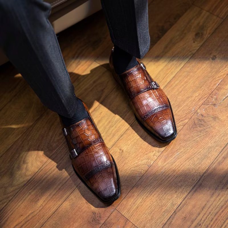 Pánské Společenské Boty Monkstraps - Káva