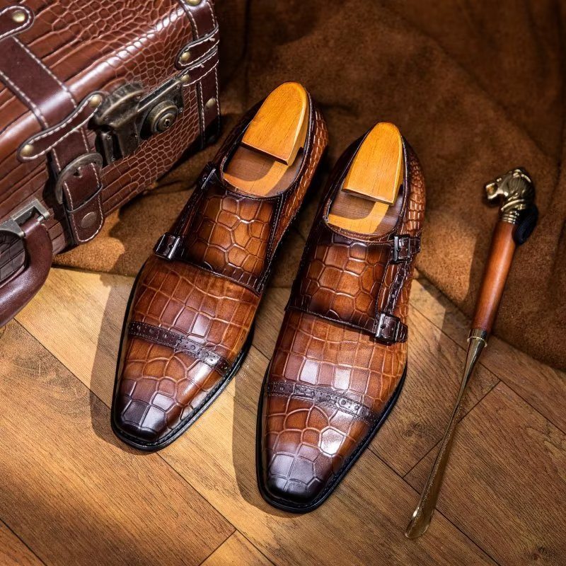 Pánské Společenské Boty Monkstraps - Káva