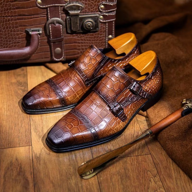 Pánské Společenské Boty Monkstraps - Káva