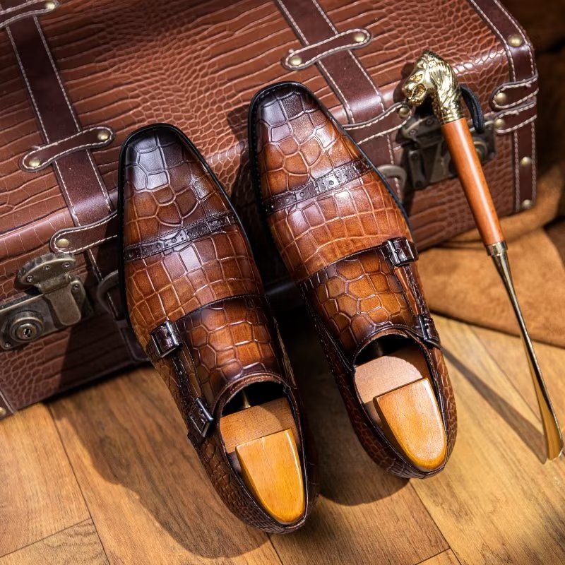 Pánské Společenské Boty Monkstraps - Káva