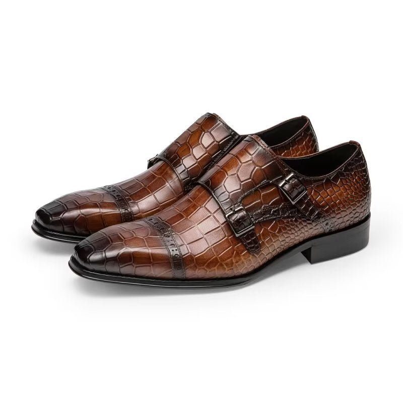 Pánské Společenské Boty Monkstraps - Káva