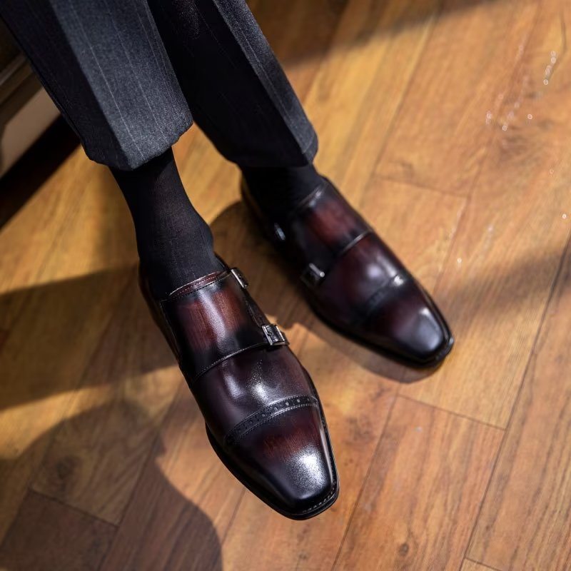 Pánské Společenské Boty Monkstraps - Káva