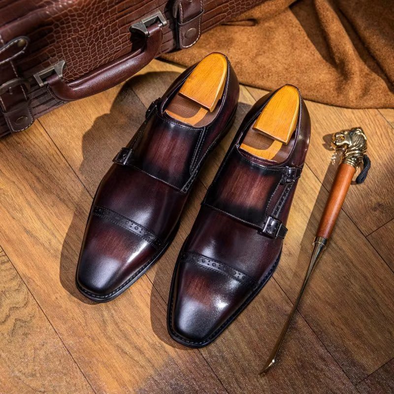 Pánské Společenské Boty Monkstraps - Káva