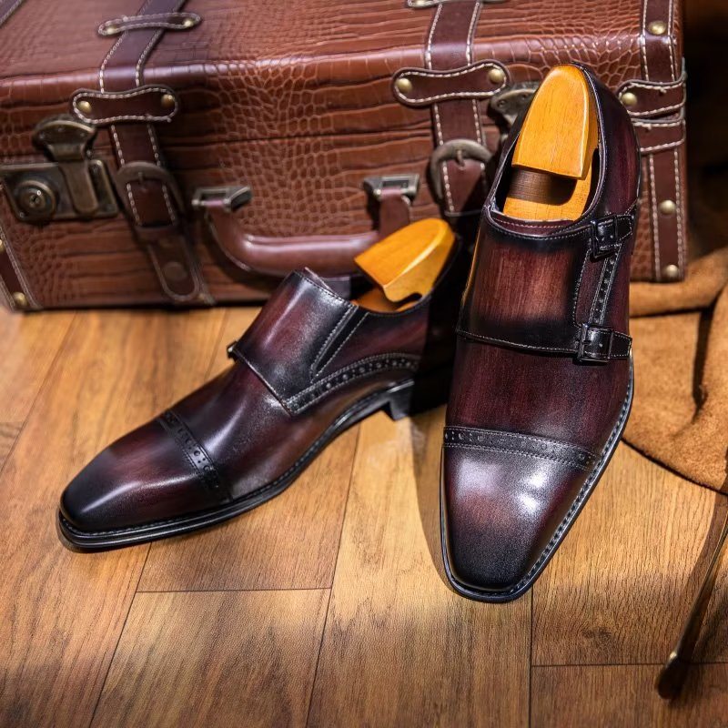 Pánské Společenské Boty Monkstraps - Káva