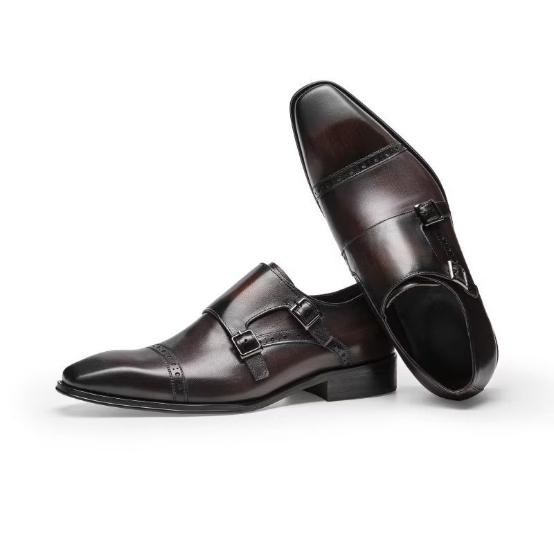 Pánské Společenské Boty Monkstraps - Káva