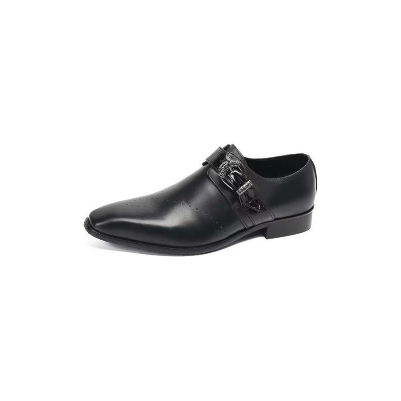 Pánské Společenské Boty Monkstraps Elegantní Nazouváky Z Pravé Kůže