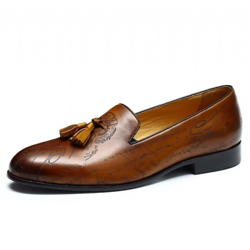 Pánské Společenské Boty Okázalé Kožené Slip On Brogue