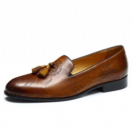 Pánské Společenské Boty Okázalé Kožené Slip On Brogue