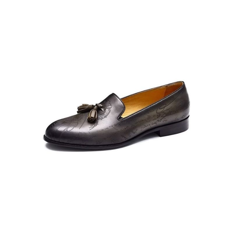 Pánské Společenské Boty Okázalé Kožené Slip On Brogue - Šedá