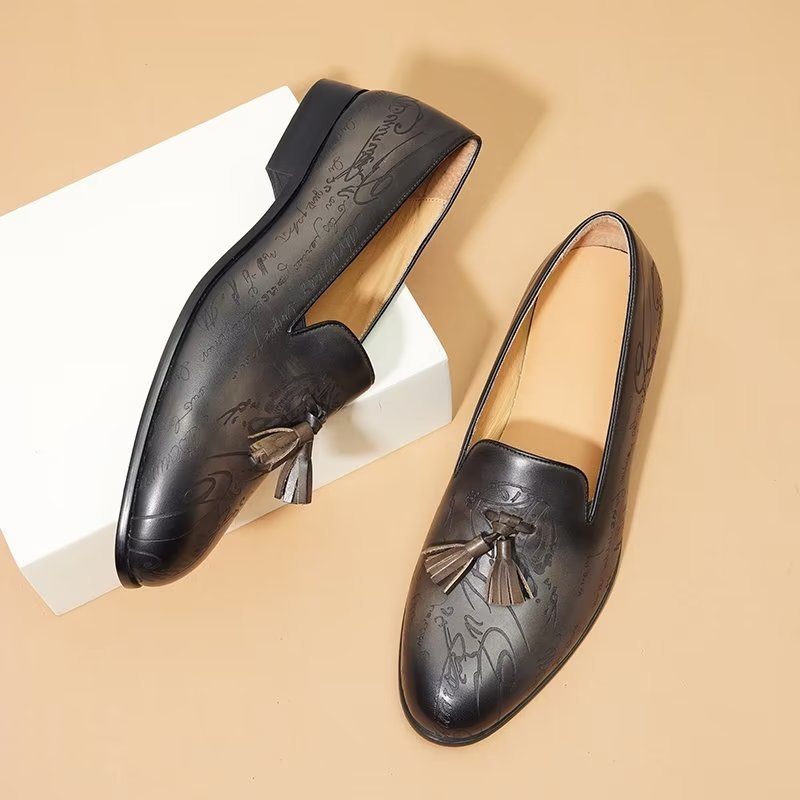 Pánské Společenské Boty Okázalé Kožené Slip On Brogue - Šedá