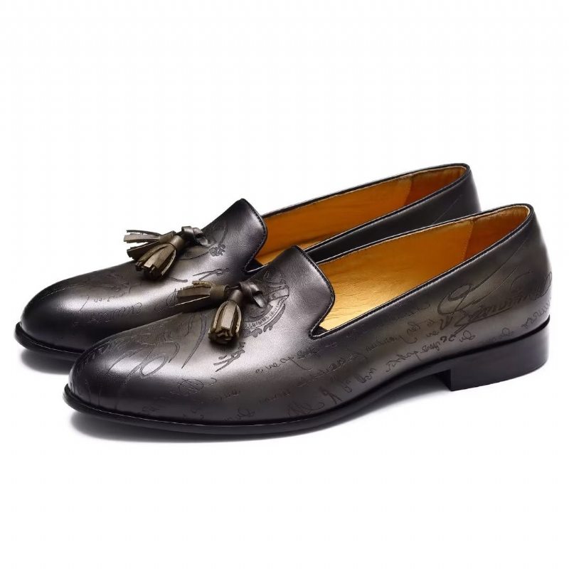 Pánské Společenské Boty Okázalé Kožené Slip On Brogue - Šedá