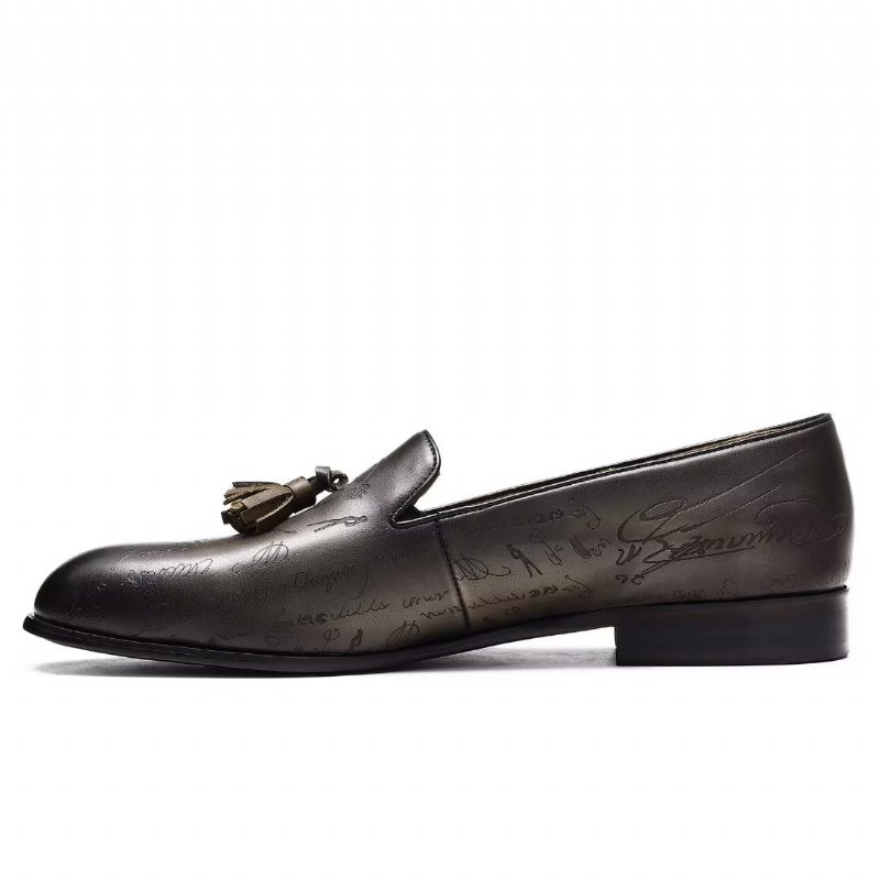 Pánské Společenské Boty Okázalé Kožené Slip On Brogue - Šedá