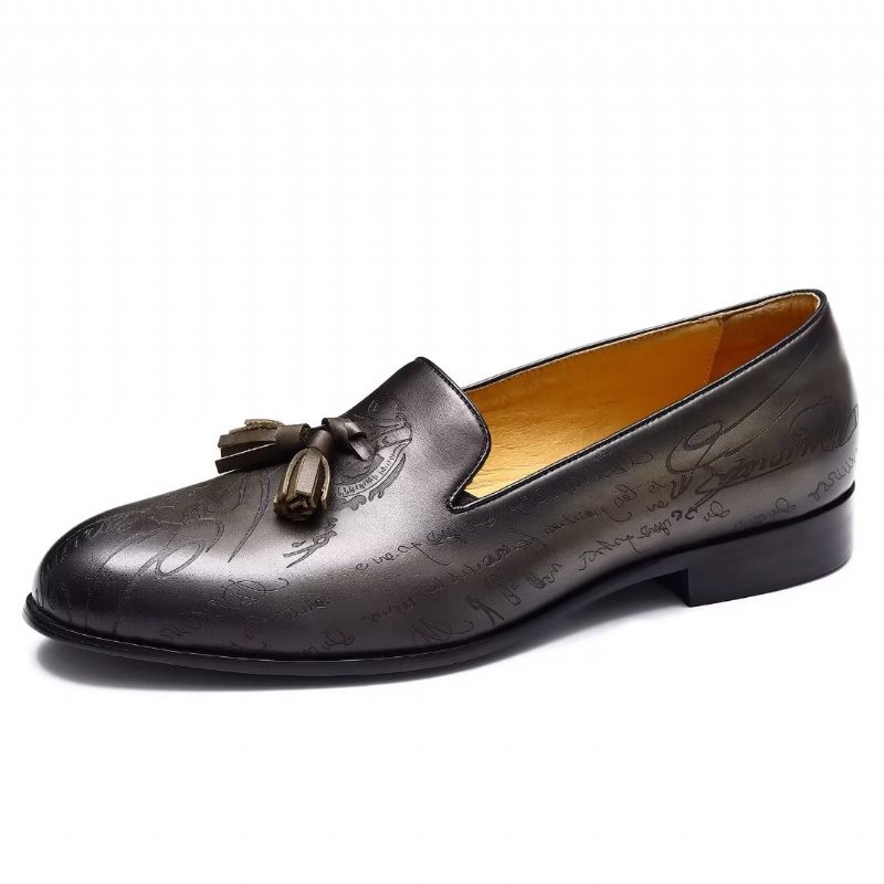 Pánské Společenské Boty Okázalé Kožené Slip On Brogue - Šedá