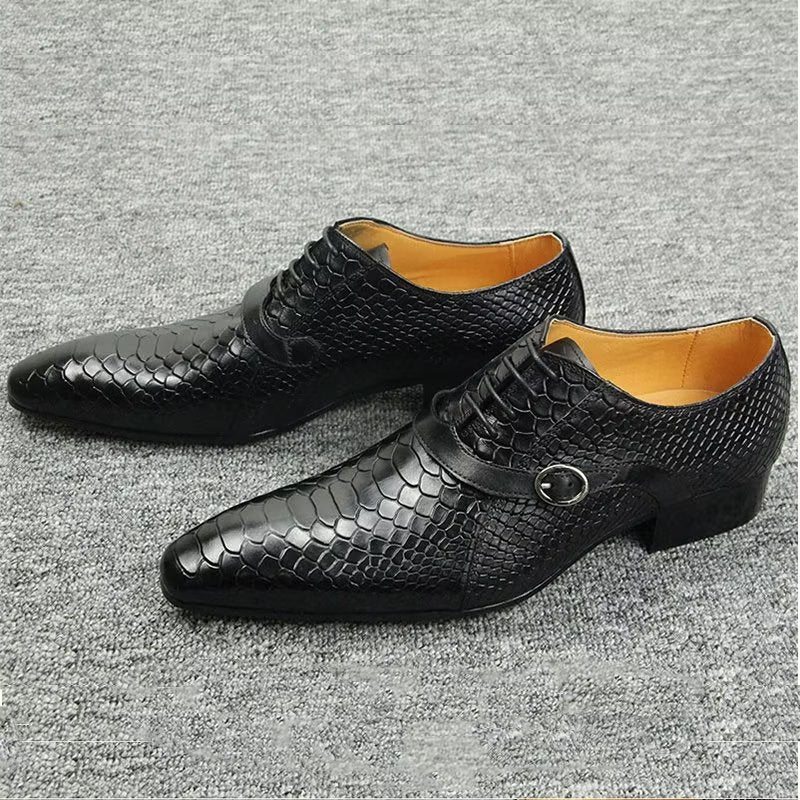 Pánské Společenské Boty Opulentní Kožené Brogue Nuptial Oxford - Černá