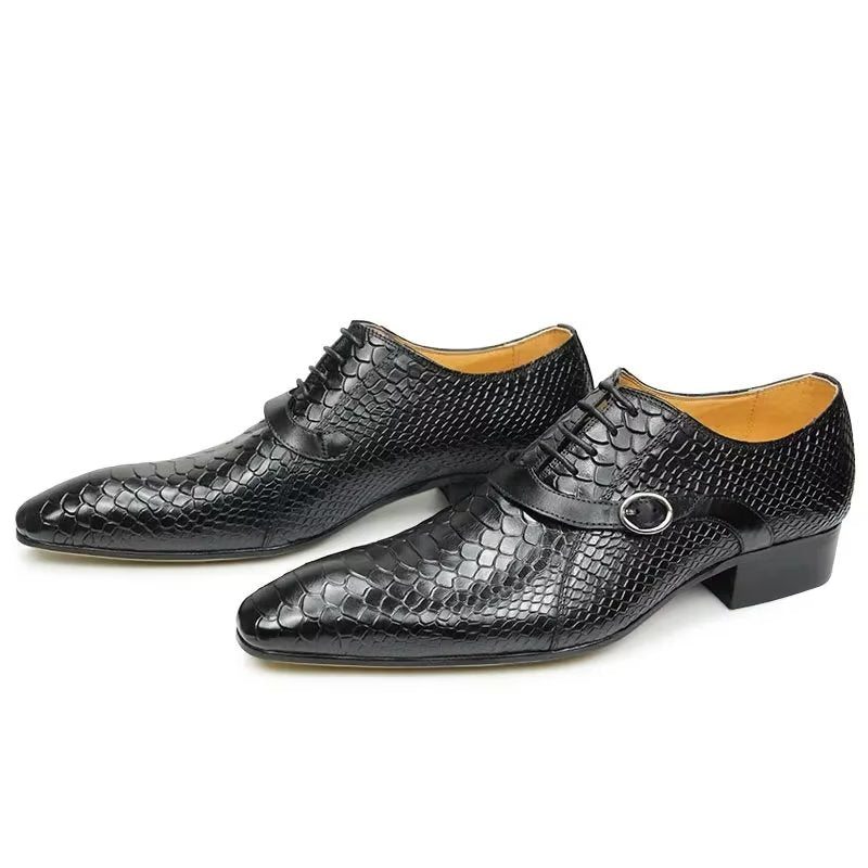 Pánské Společenské Boty Opulentní Kožené Brogue Nuptial Oxford - Černá