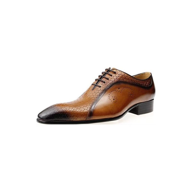 Pánské Společenské Boty Opulentní Kožené Brogue Wedding Oxfords - Hnědá