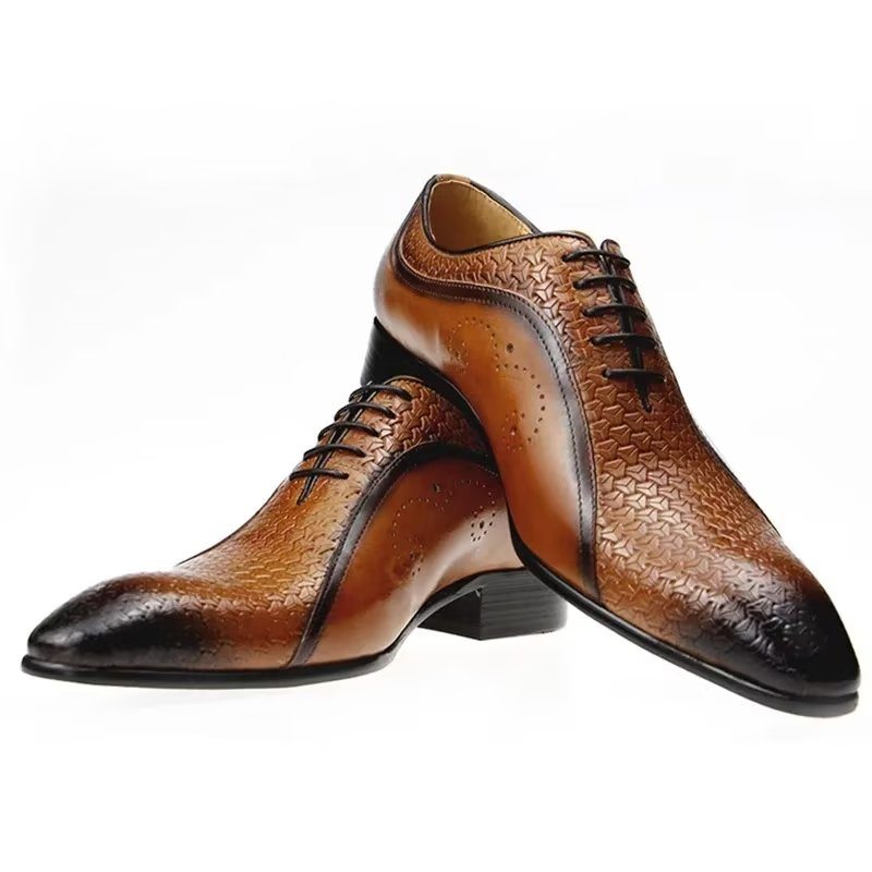 Pánské Společenské Boty Opulentní Kožené Brogue Wedding Oxfords - Hnědá