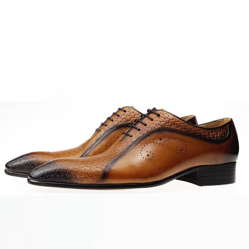 Pánské Společenské Boty Opulentní Kožené Brogue Wedding Oxfords - Hnědá