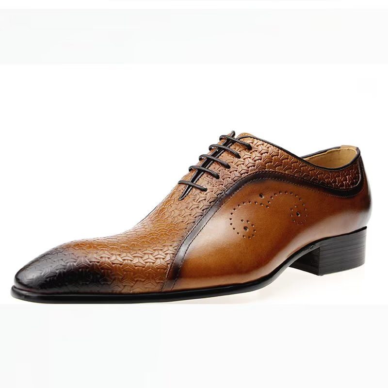 Pánské Společenské Boty Opulentní Kožené Brogue Wedding Oxfords - Hnědá