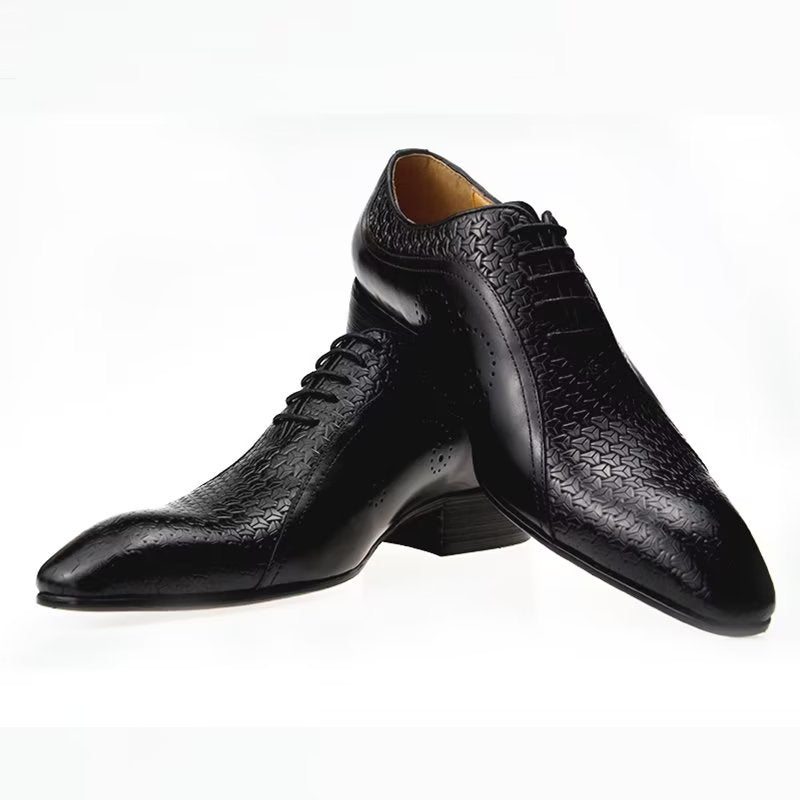 Pánské Společenské Boty Opulentní Kožené Brogue Wedding Oxfords - Černá